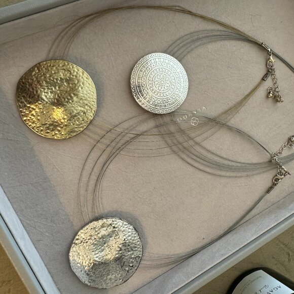 3 Large Coin shaped unique multi- chained necklaces - Picture 5 of 5